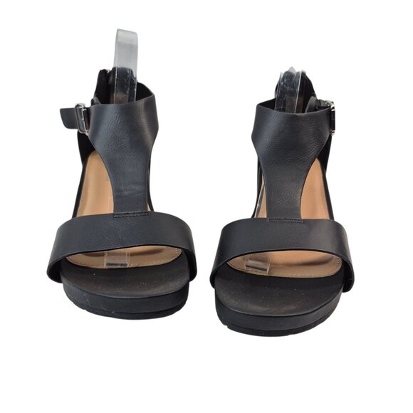 Serra Sandals Womens 9 Black Strappy Wedge Heels Memory Foam Beach Boho Chic - Picture 3 of 8